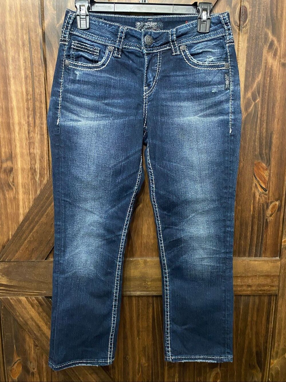 Silver Suki Mid Rise Capri Jeans Embroidered Women’s Size W27 L22.5